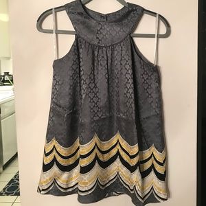 Fleur De Lis Printed 100% Silk Top